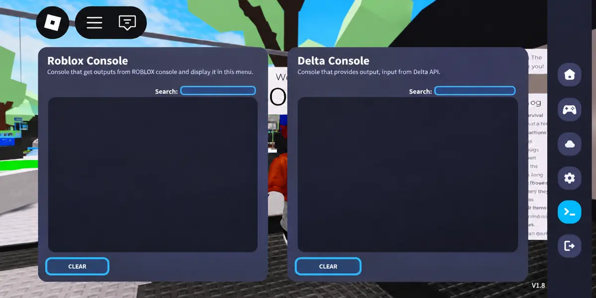 Separate Roblox and Delta console panels